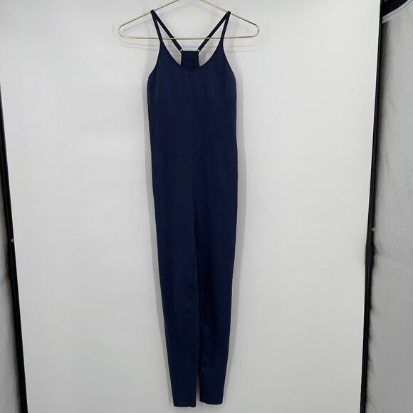 PINK Active Navy Blue Full-Length Bodysuit One-Piece Jumpsuit Women’s Small - Picture 1 of 10